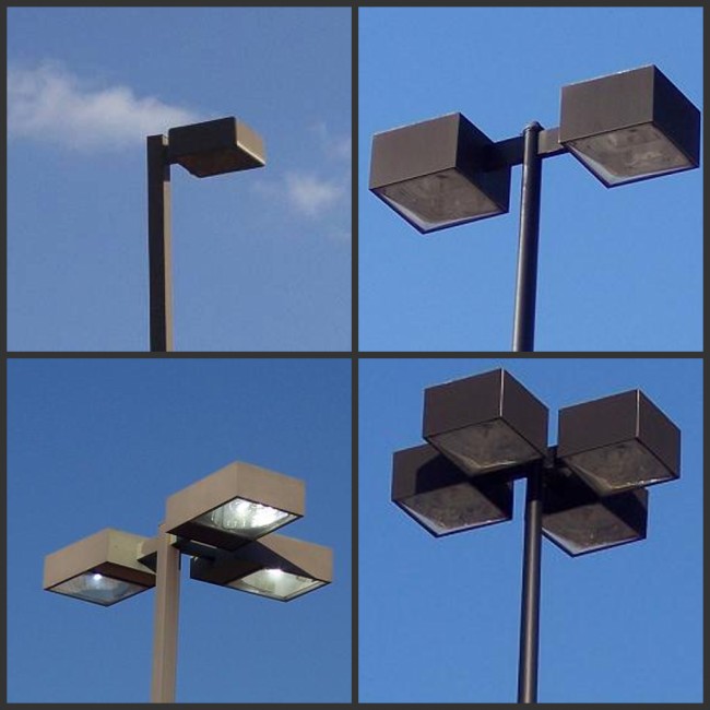 正方形 6m 亜鉛めっきを用いる円形の先を細くされた LED の駐車場街灯柱 1