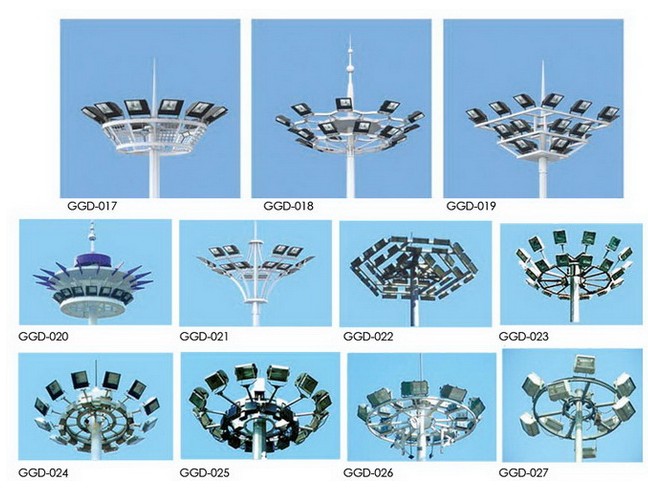 30Mの60のライトが付いているフットボール スタジアムのための高いマストの多角形のMonopole MPHの街灯柱 2